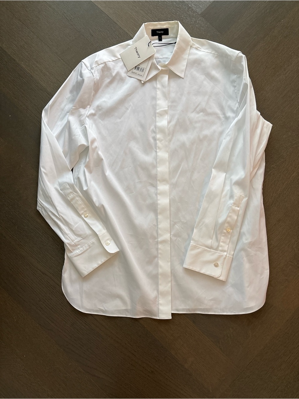 Theory womenās classic White Button-Down Shirt